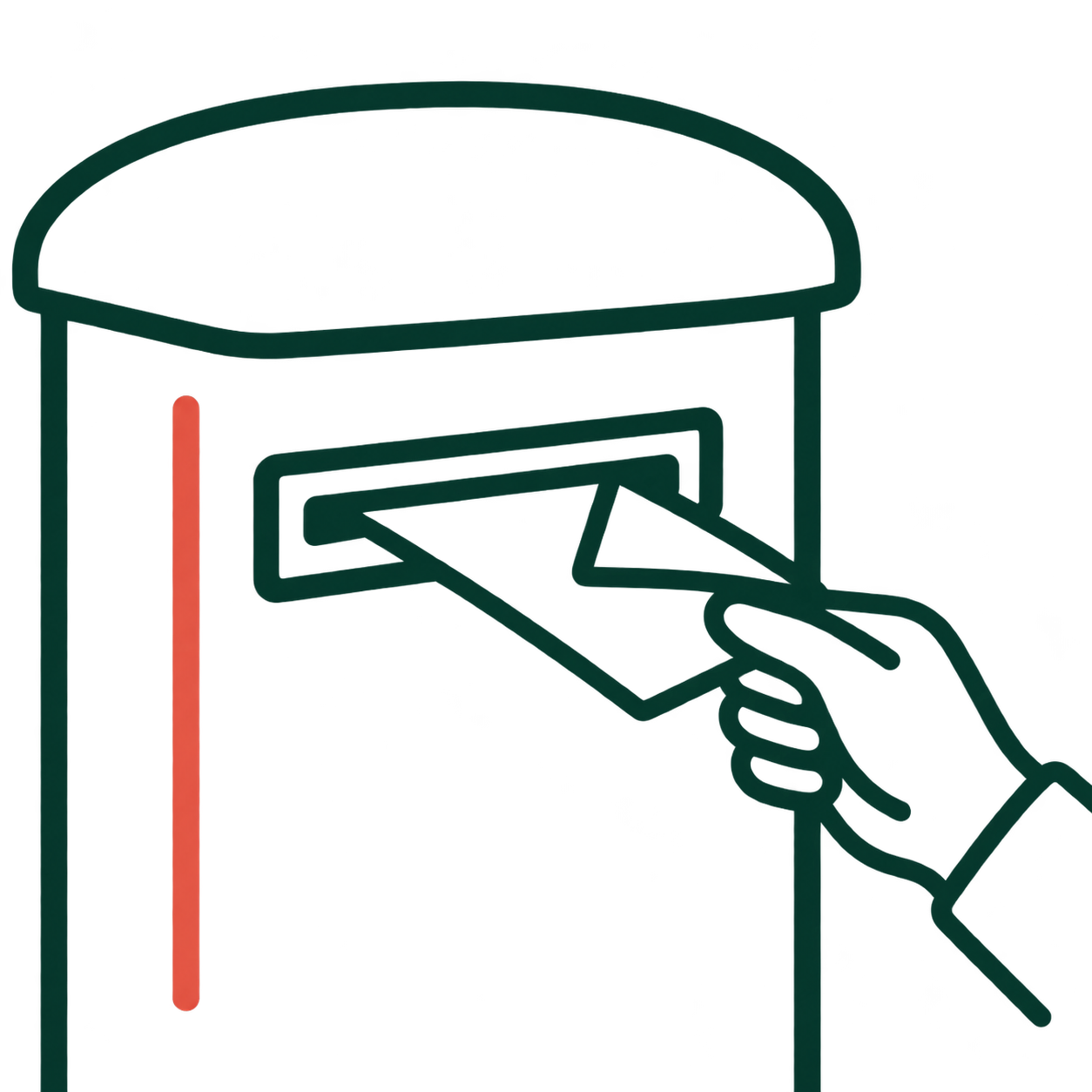 A hand posting an envelope into a postbox